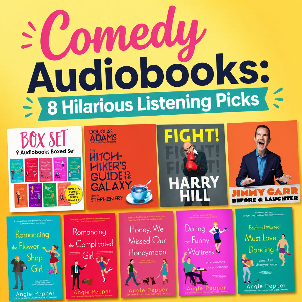 8 brilliant comedy audiobooks: Box set, Hitchhiker's Guide, Harry Hill, Jimmy Carr, Angie Pepper, Dating the Funny Waitress